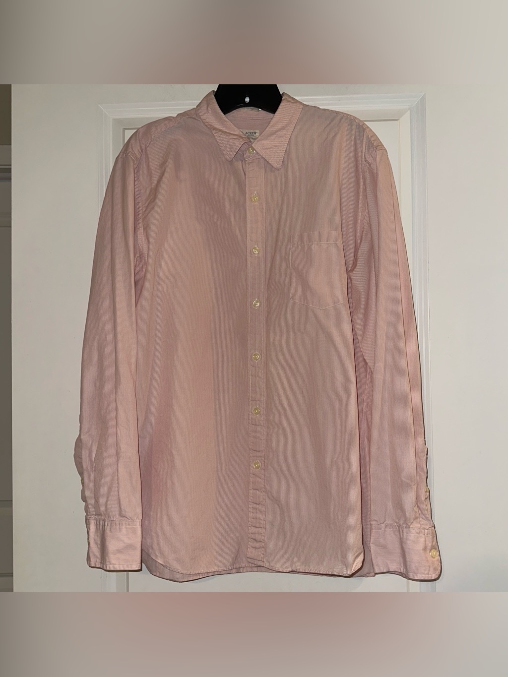 J. Crew Men's Light Pink Button-Down Dress Shirt Size L